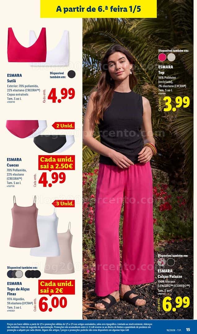 Antevisão Folheto LIDL Moda Esmara Promoções de 1 a 7 maio