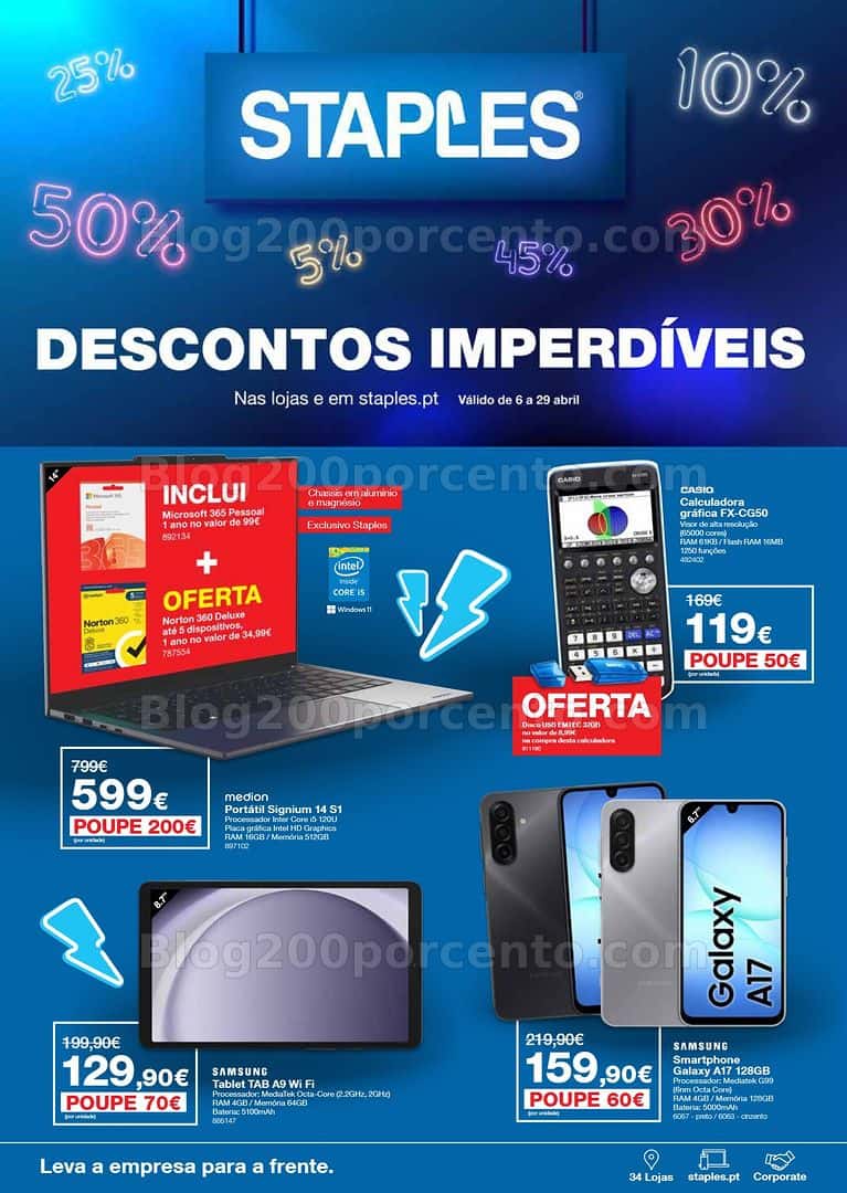 Antevisão Folheto STAPLES Descontos Imperdíveis Promoções de 6 a 29 abril