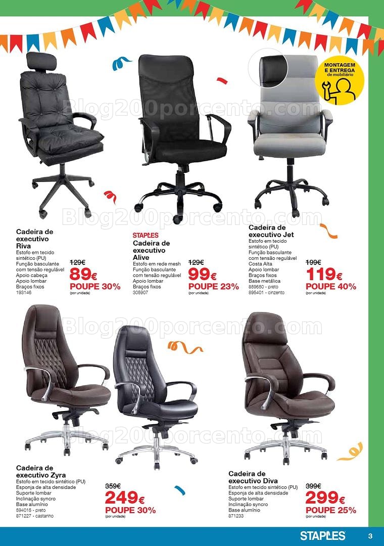 Antevisão Folheto STAPLES Arraial das Cadeiras e Mobiliário Promoções de 4 a 28 maio