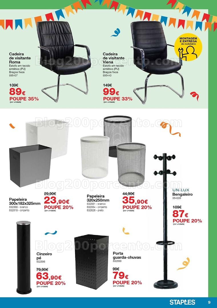 Antevisão Folheto STAPLES Arraial das Cadeiras e Mobiliário Promoções de 4 a 28 maio