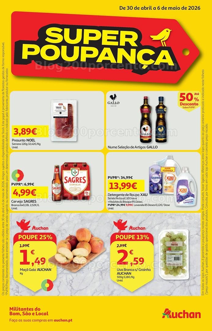 Antevisão Folheto AUCHAN Super Poupança Promoções de 30 abril a 6 maio