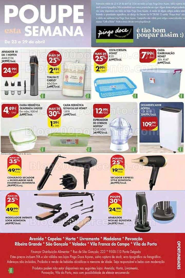 Antevisão Folheto PINGO DOCE Bazar Açores Promoções de 23 a 29 abril