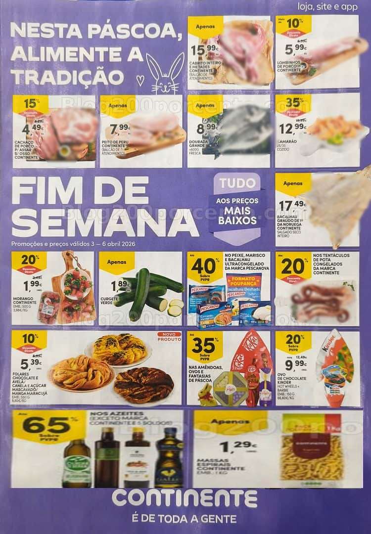 Antevisão Folheto CONTINENTE Promoções Fim de Semana - 3 a 6 abril