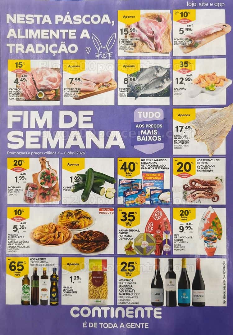 Antevisão Folheto CONTINENTE Promoções Fim de Semana - 3 a 6 abril
