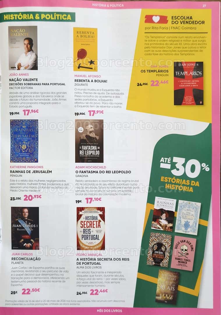 Antevisão Folheto FNAC Mês dos Livros Promoções de 16 abril a 20 maio