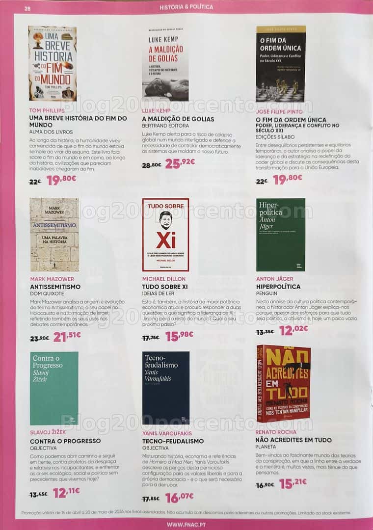 Antevisão Folheto FNAC Mês dos Livros Promoções de 16 abril a 20 maio
