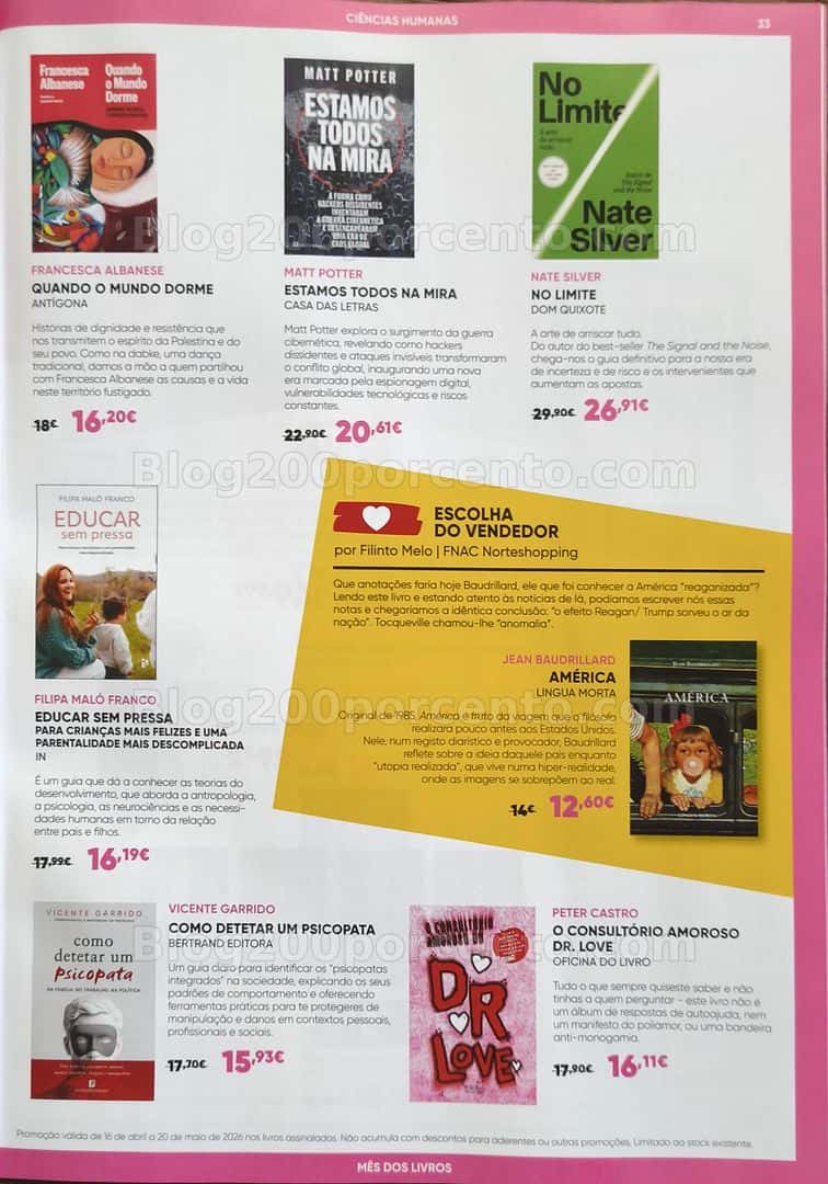 Antevisão Folheto FNAC Mês dos Livros Promoções de 16 abril a 20 maio