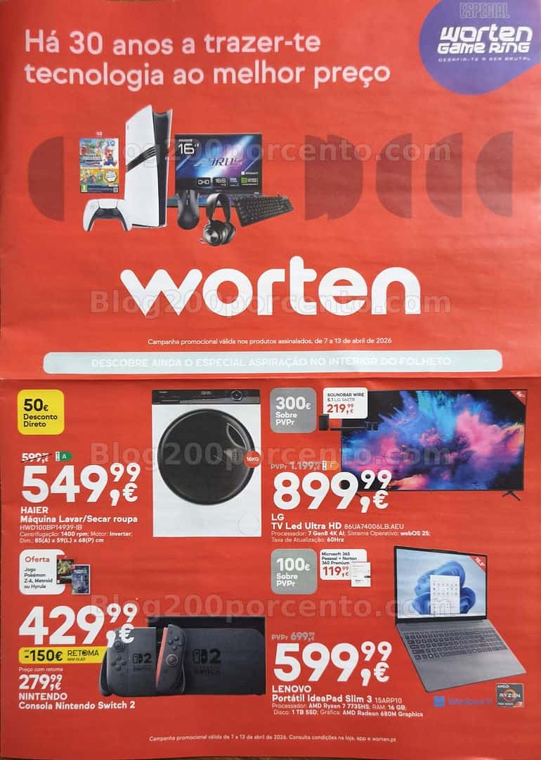 Antevisão Folheto WORTEN Promoções de 7 a 13 abril