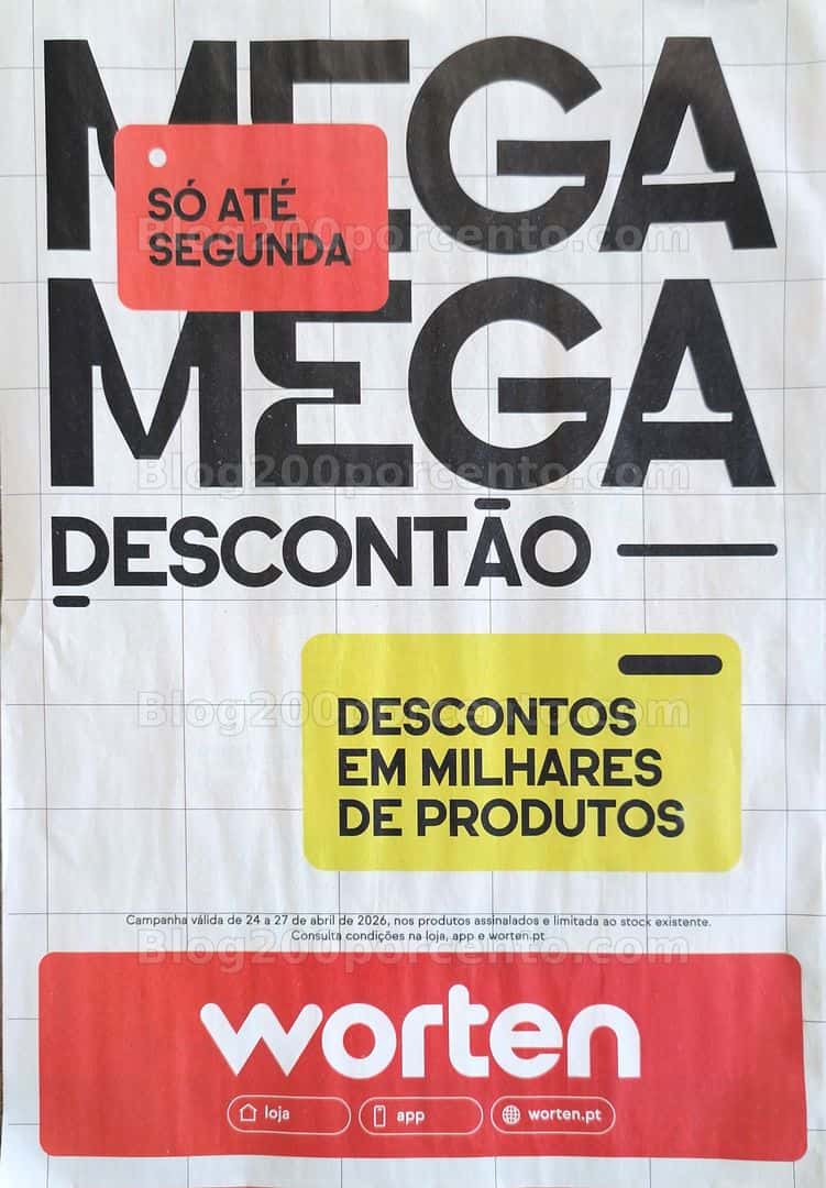 Antevisão Folheto WORTEN Mega Descontão Promoções de 24 a 27 abril