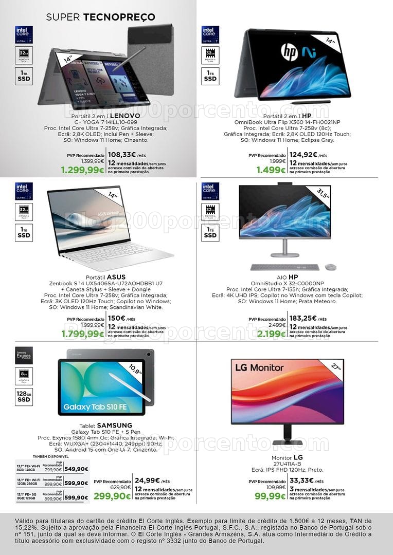 Antevisão Folheto EL CORTE INGLÉS Tecnologia Promoções de 1 a 17 maio