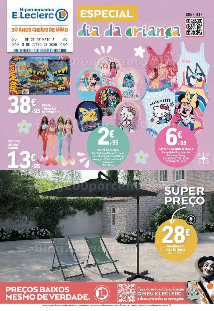 Antevisão Folheto E-LECLERC Bazar + Dia da Criança Promoções de 21 maio a 3 junho