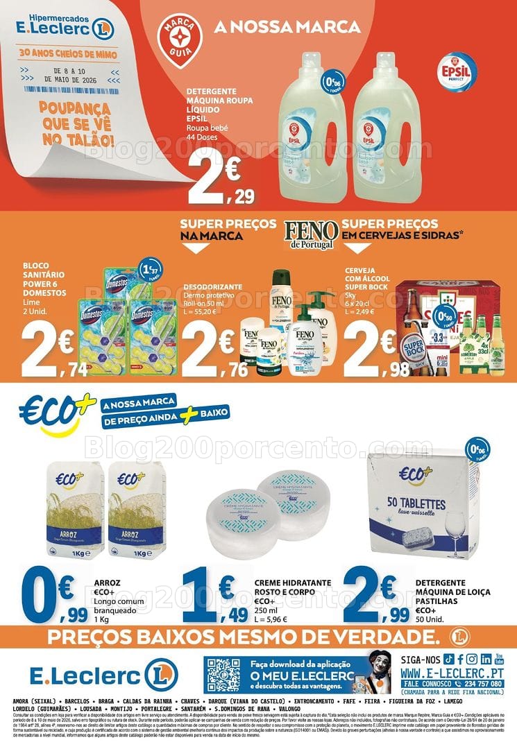Antevisão Folheto E-LECLERC Promoções Fim de Semana - 8 a 10 maio