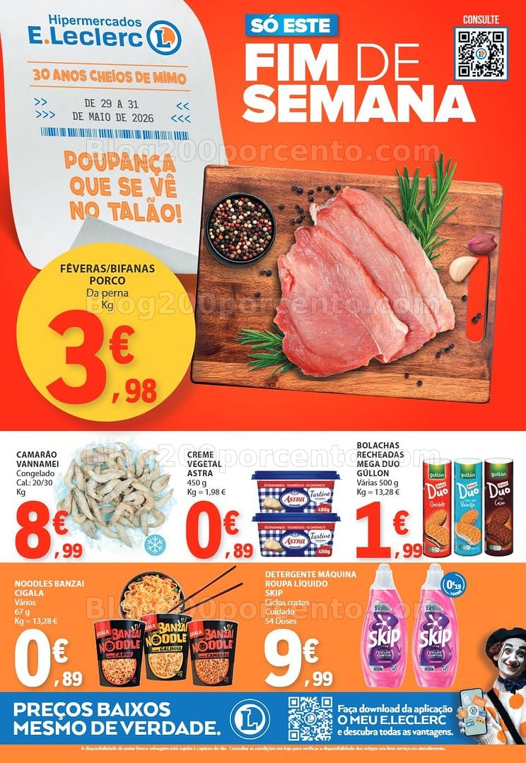 Antevisão Folheto E-LECLERC Promoções Fim de Semana - 29 a 31 maio