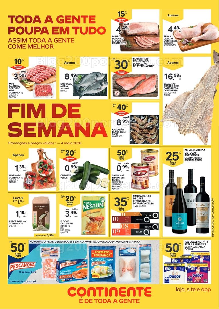 Antevisão Folheto CONTINENTE Promoções Fim de Semana - 1 a 4 maio