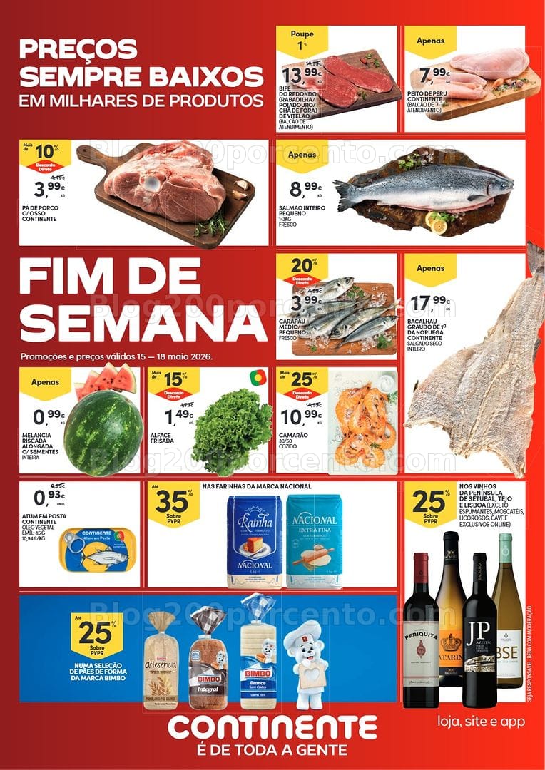 Antevisão Folheto CONTINENTE Promoções Fim de Semana - 15 a 18 maio