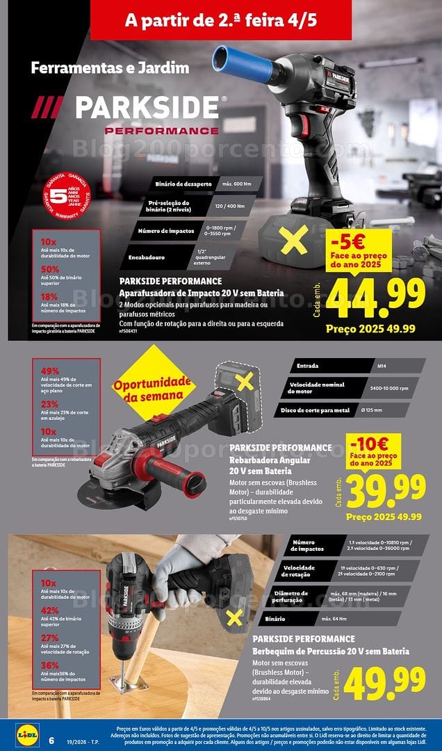 Antevisão Folheto LIDL Ferramentas Parkside Promoções de 4 a 14 maio