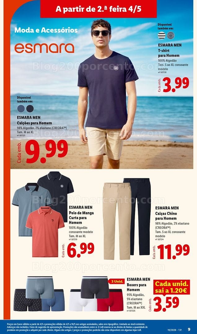 Antevisão Folheto LIDL Moda e Acessórios Promoções de 4 a 14 maio
