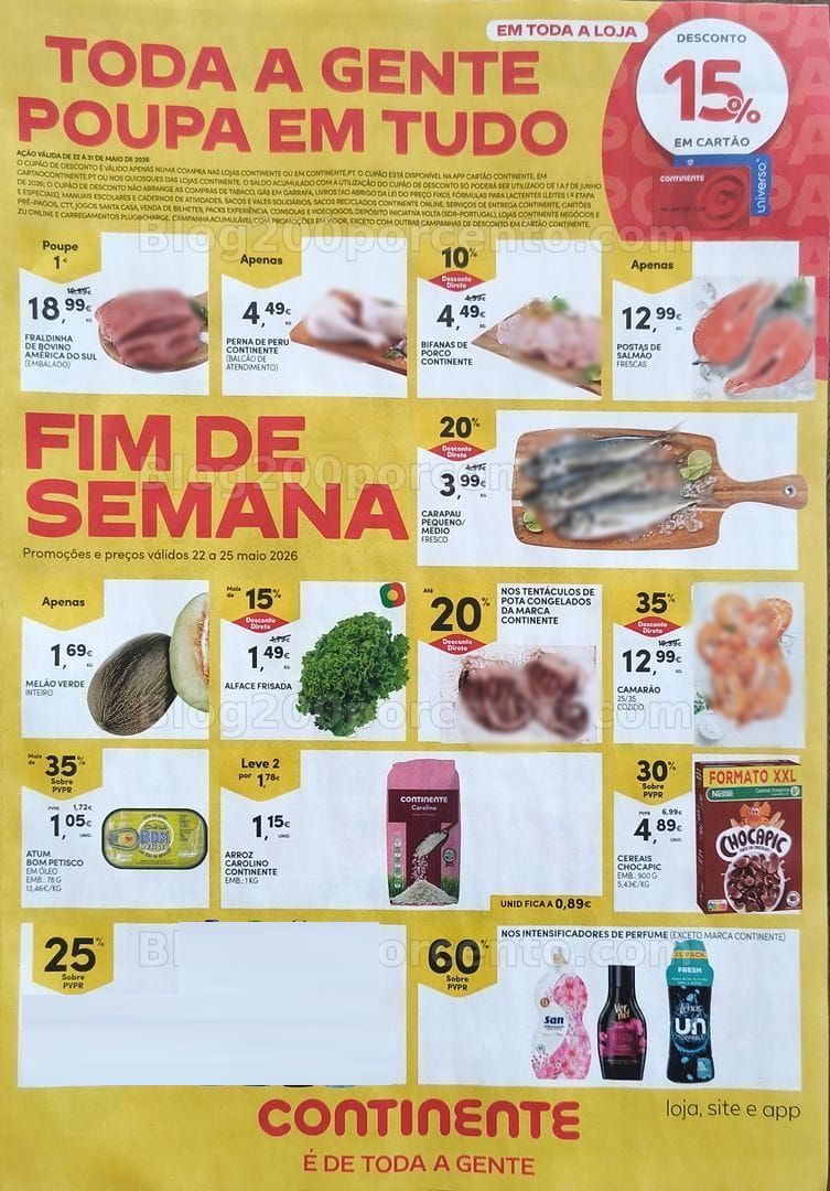 Antevisão Folheto CONTINENTE Promoções Fim de Semana - 22 a 25 maio