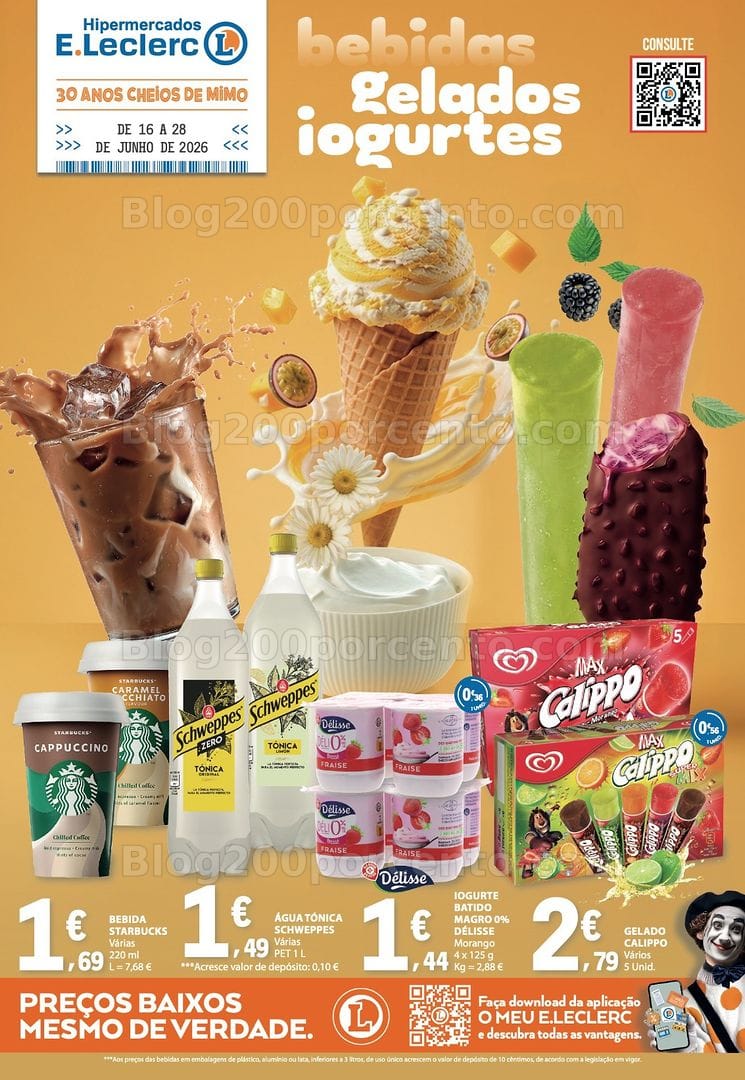 Antevisão Folheto E-LECLERC Bebidas, Gelados e Iogurtes Promoções de 16 a 28 junho