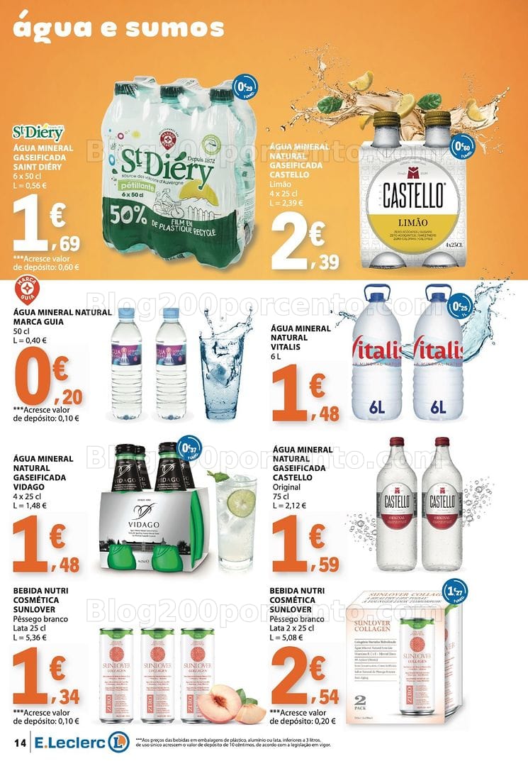 Antevisão Folheto E-LECLERC Bebidas, Gelados e Iogurtes Promoções de 16 a 28 junho