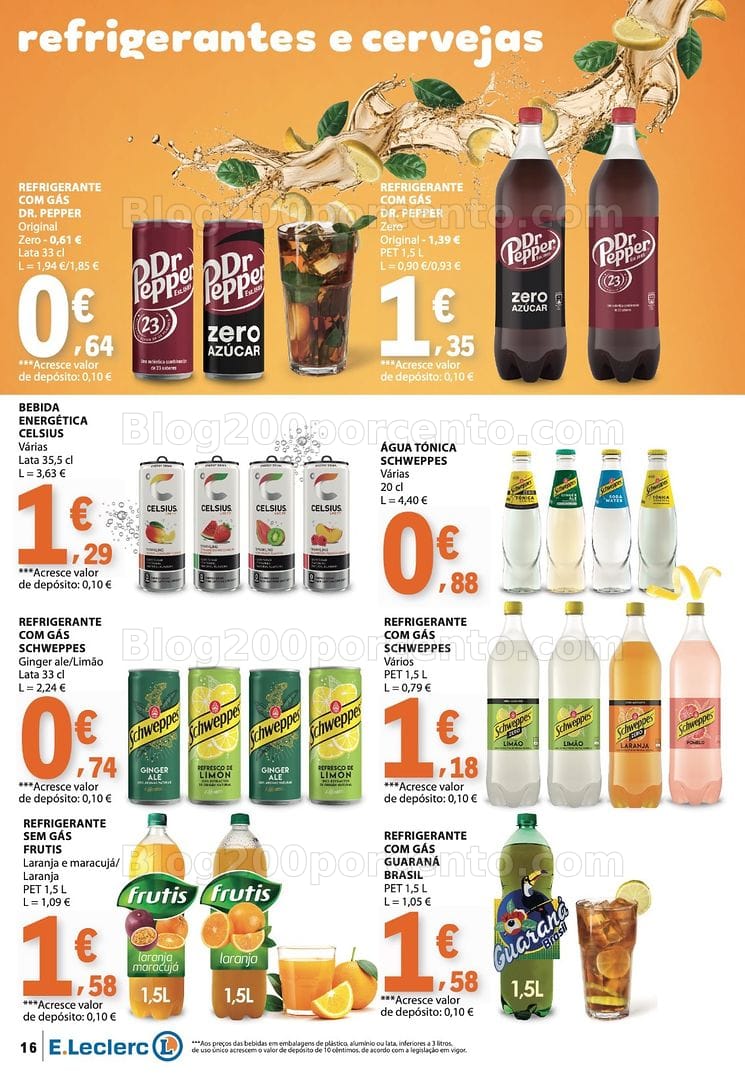 Antevisão Folheto E-LECLERC Bebidas, Gelados e Iogurtes Promoções de 16 a 28 junho