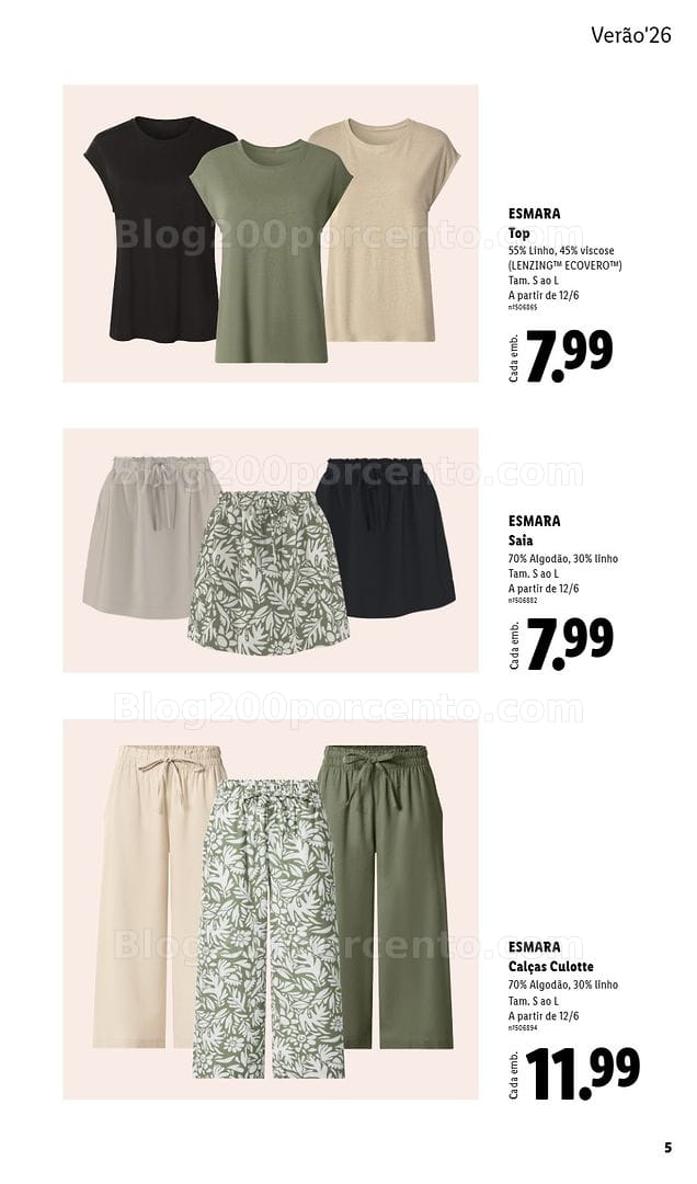 Antevisão Folheto LIDL Esmara Verão Promoções a partir de 12 junho