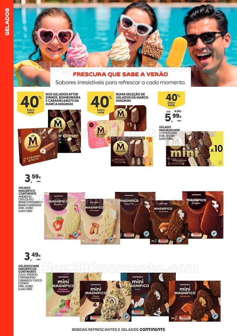 Antevisão Folheto CONTINENTE Especial Bebidas Refrescantes e Gelados Promoções de 23 junho a 5 julho