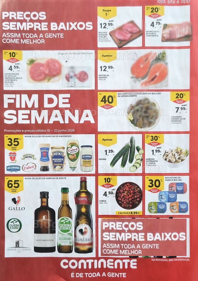 Antevisão Folheto CONTINENTE Fim de Semana Promoções de 19 a 22 junho