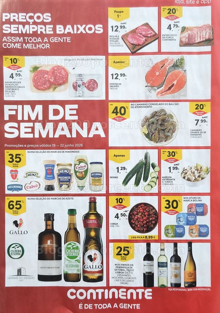 Antevisão Folheto CONTINENTE Fim de Semana Promoções de 19 a 22 junho