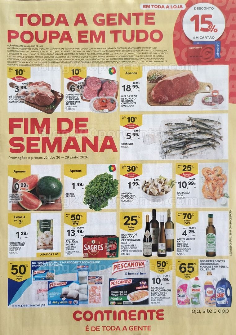 Antevisão Folheto CONTINENTE Promoções Fim de Semana - 26 a 29 junho
