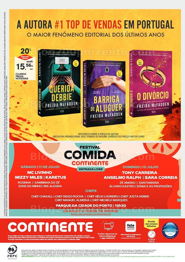 Antevisão Folheto CONTINENTE Feira do Livro Promoções de 23 junho a 5 julho