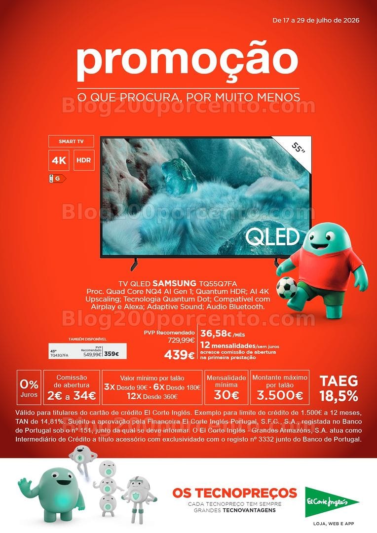 Antevisão Folheto EL CORTE INGLÉS Tecnologia Promoções de 17 a 29 julho