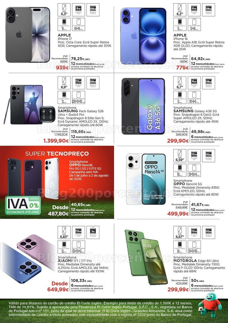 Antevisão Folheto EL CORTE INGLÉS Tecnologia Promoções de 17 a 29 julho