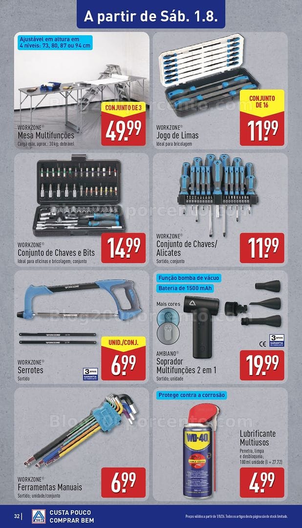 Antevisão Folheto ALDI Bazar Ferramentas Promoções de 1 a 2 agosto