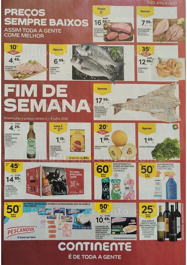 Antevisão Folheto CONTINENTE Promoções Fim de Semana - 3 a 6 julho