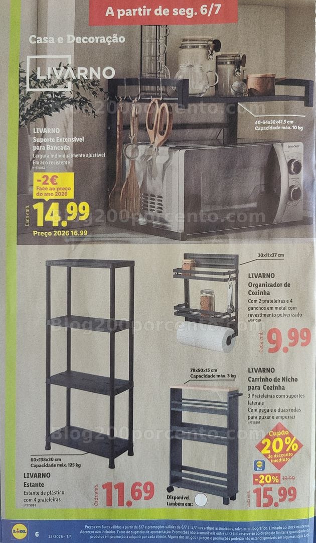 Antevisão Folheto LIDL Bazar Promoções de 6 a 16 julho