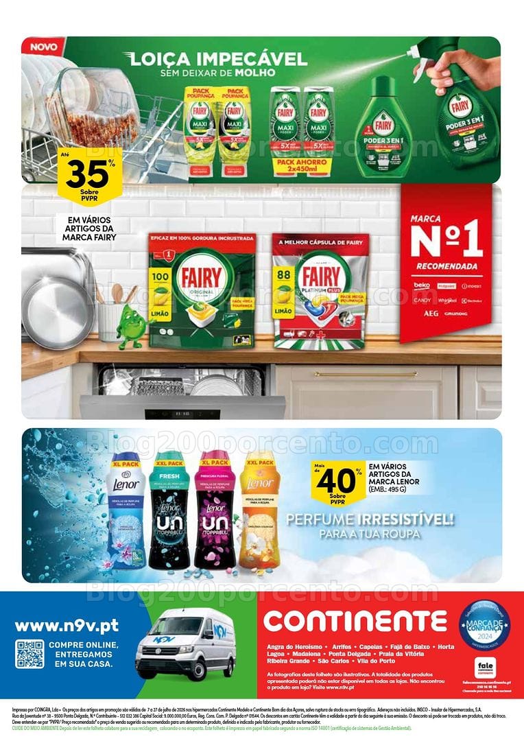 Antevisão Folheto CONTINENTE Açores Limpeza e Higiene Promoções de 7 a 27 julho