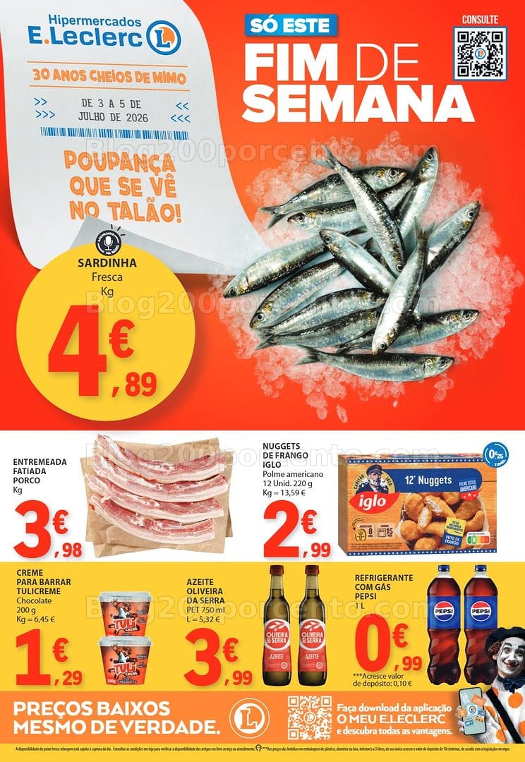 Antevisão Folheto E-LECLERC Promoções Fim de Semana - 3 a 5 julho