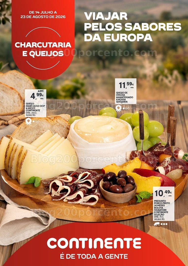 Antevisão Folheto CONTINENTE Charcutaria e Queijos Promoções de 14 julho a 23 agosto