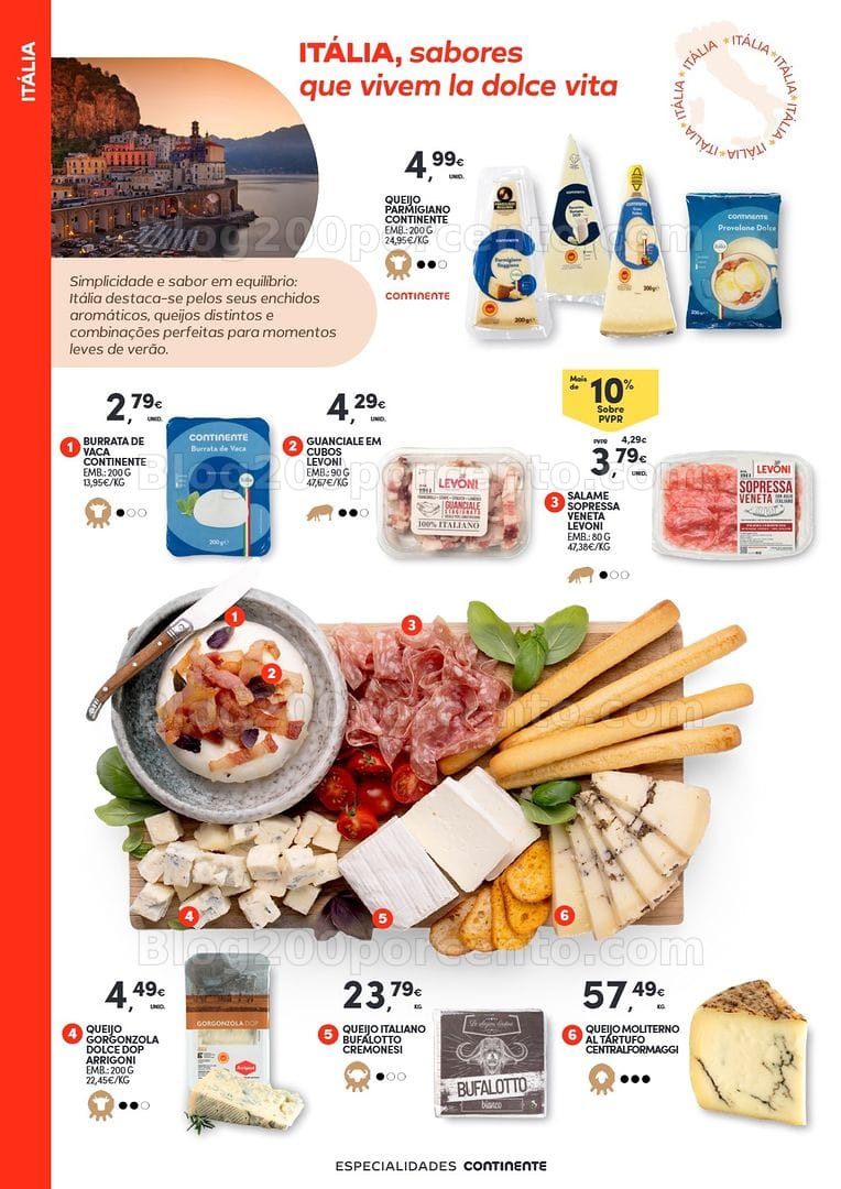 Antevisão Folheto CONTINENTE Charcutaria e Queijos Promoções de 14 julho a 23 agosto