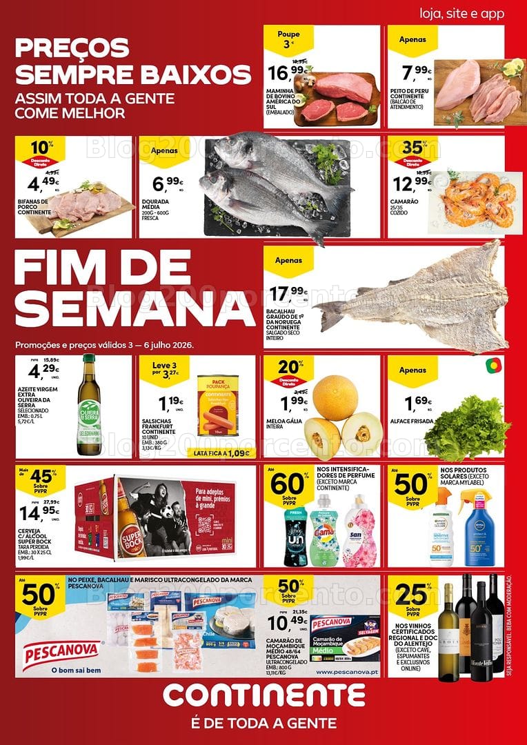 Antevisão Folheto CONTINENTE Promoções Fim de Semana - 3 a 6 julho - Edição Digital