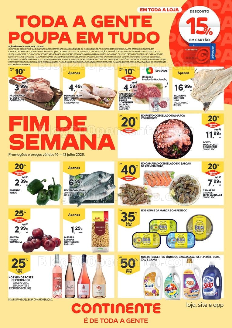 Antevisão Folheto CONTINENTE Promoções Fim de Semana - 10 a 13 julho - Edição Digital
