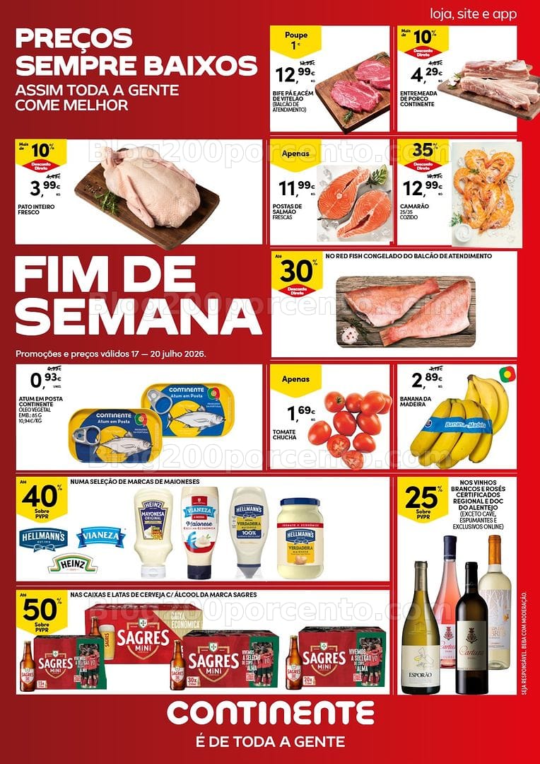 Antevisão Folheto CONTINENTE Promoções Fim de Semana - 17 a 20 julho - Edição Digital