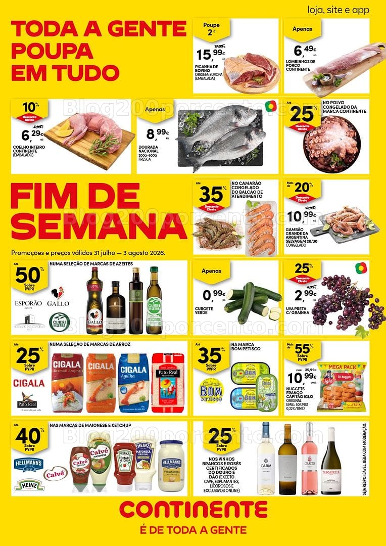 Antevisão Folheto CONTINENTE Promoções Fim de Semana - 31 julho a 3 agosto - Edição Digital