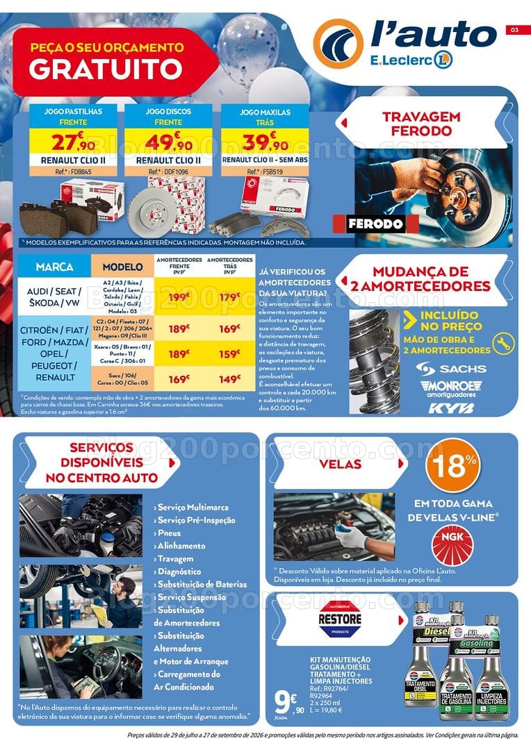 Antevisão Folheto E-LECLERC Auto Promoções de 29 julho a 27 setembro