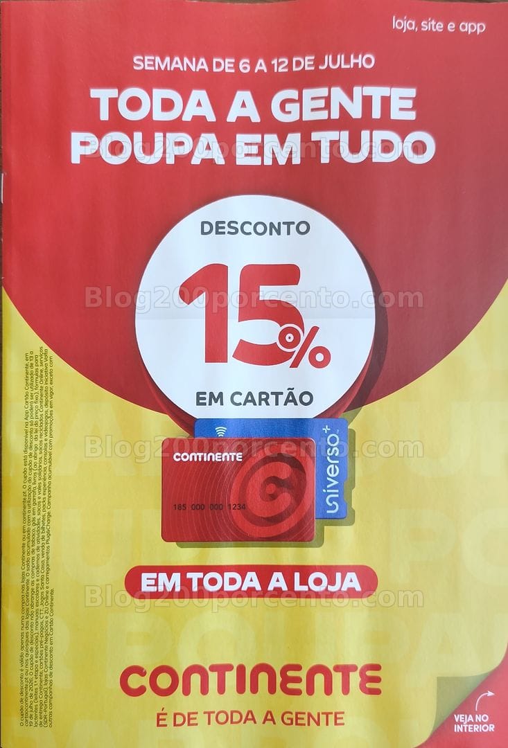 ALERTA - 15% desconto CONTINENTE Promoções de 6 a 12 julho