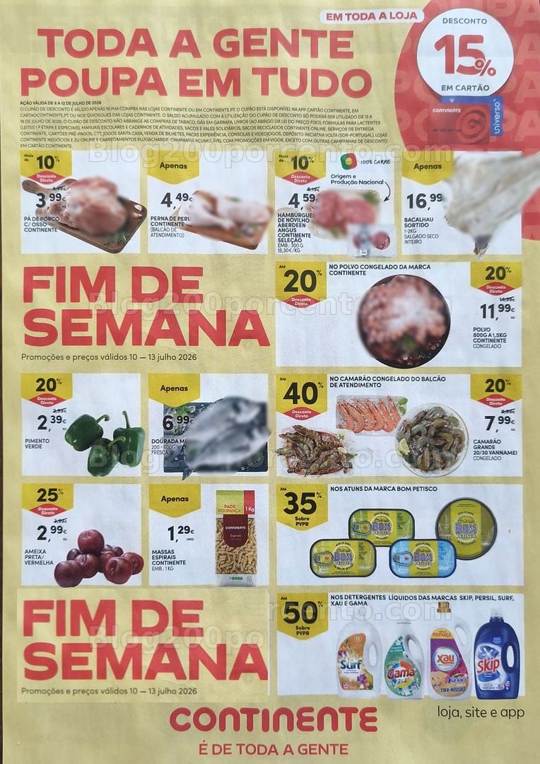 Antevisão Folheto CONTINENTE Promoções Fim de Semana - 10 a 13 julho
