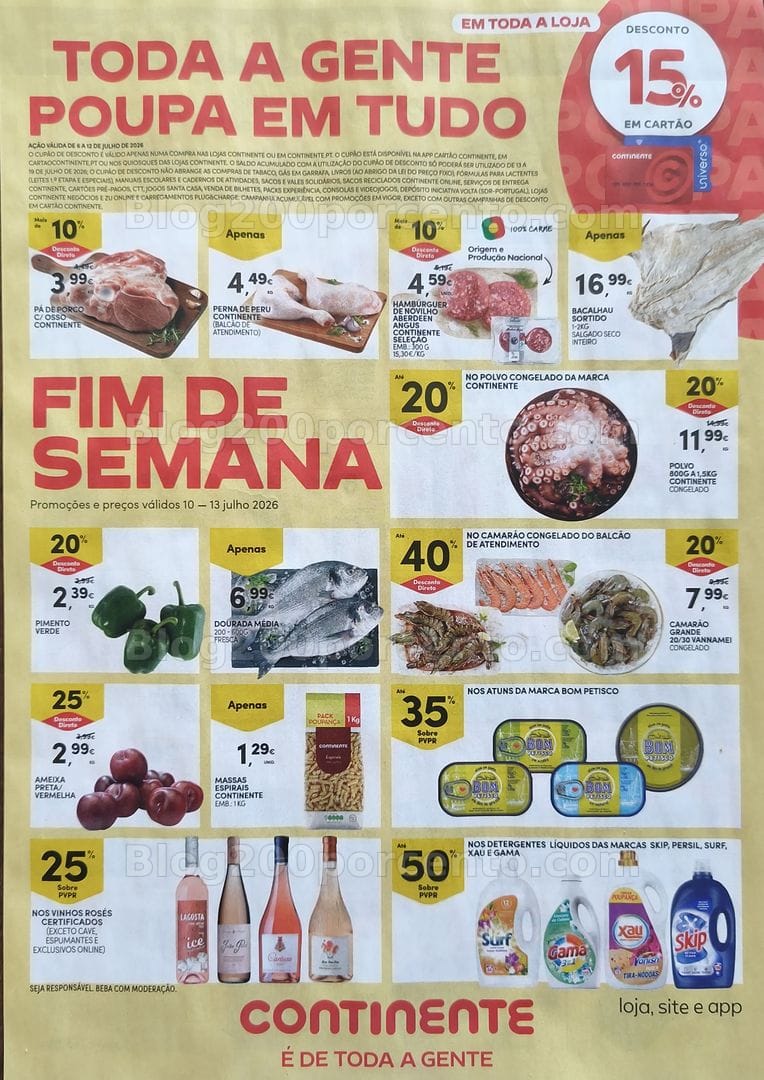 Antevisão Folheto CONTINENTE Promoções Fim de Semana - 10 a 13 julho