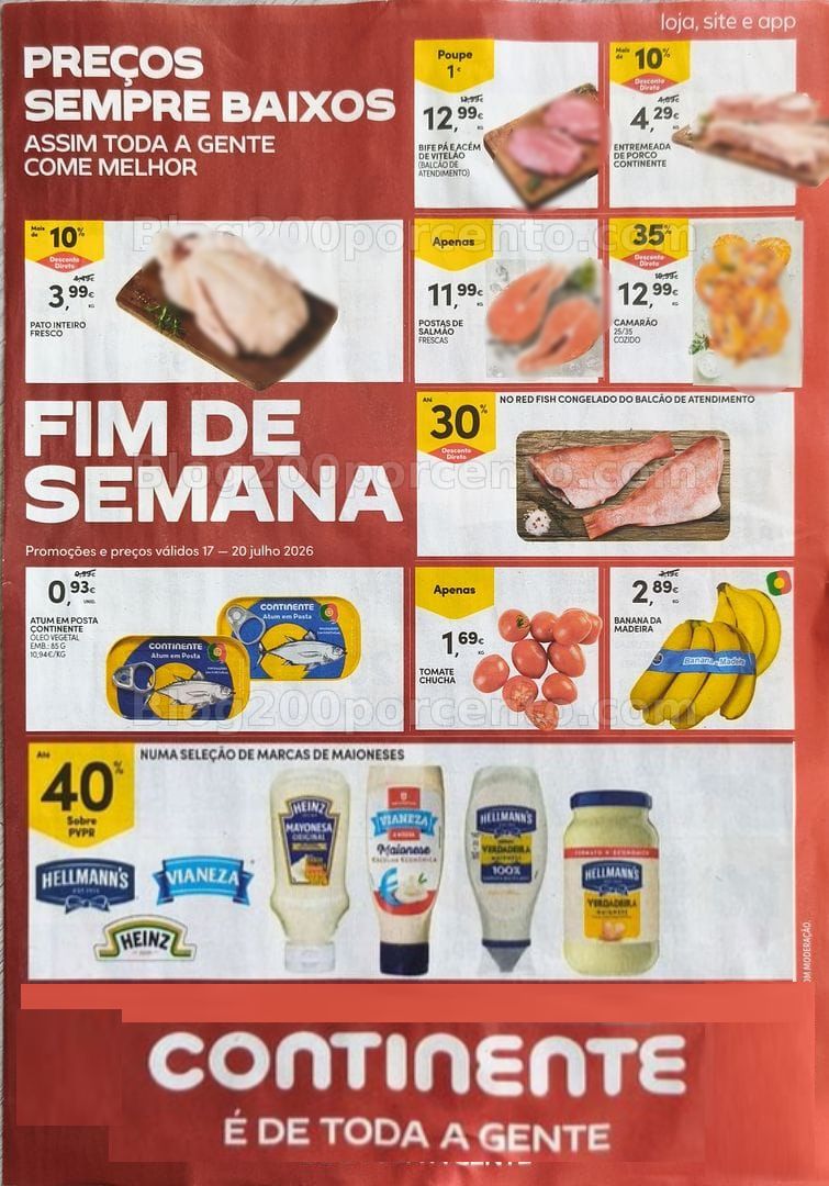 Antevisão Folheto CONTINENTE Promoções Fim de Semana - 17 a 20 julho
