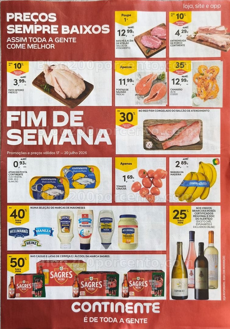 Antevisão Folheto CONTINENTE Promoções Fim de Semana - 17 a 20 julho